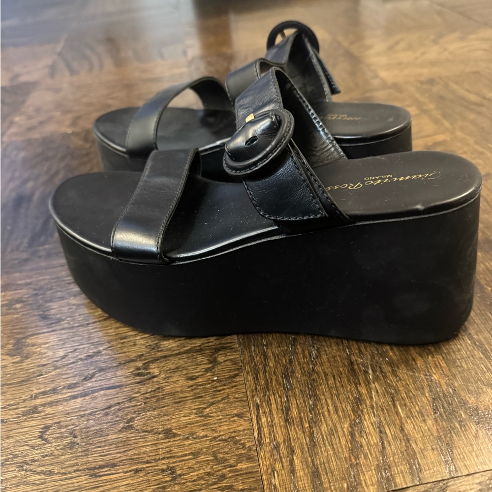 Gianvito Rossi Black Leather Wedges - Picture 3 of 4